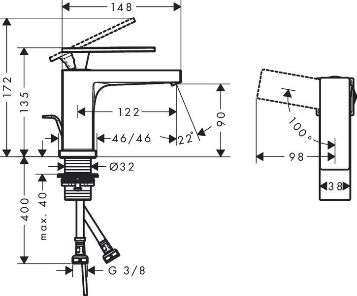 Змішувач для раковини HANSGROHE TECTURIS E 73001000 800004047 фото