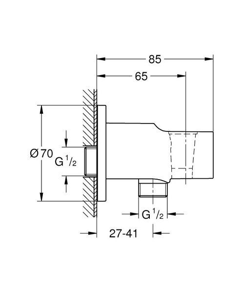 Шланговае під'єднання з тримачем лійки GROHE TEMPESTA 28628001 96487 фото
