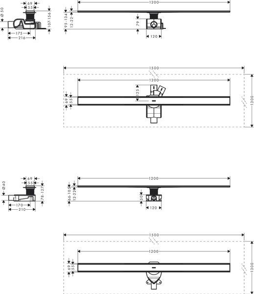 Монтажный комплект для стандартной плоской установки HANSGROHE RAINDRAIN ALLROUND 56190800, нержавеющая сталь 800004298 фото