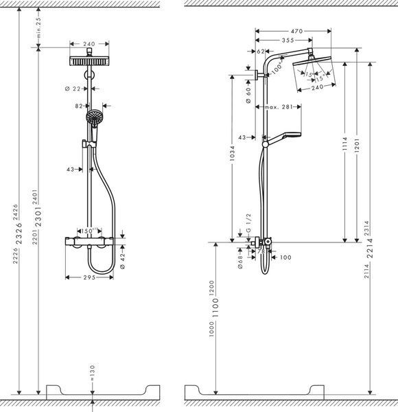 Душевая система с термостатом HANSGROHE CROMETTA E 27271000 54261 фото
