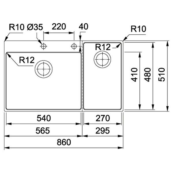 Кухонная мойка FRANKE BOX CENTER BWX 220-54-27 TL WCR 127.0538.259, нержавеющая сталь 800006938 фото