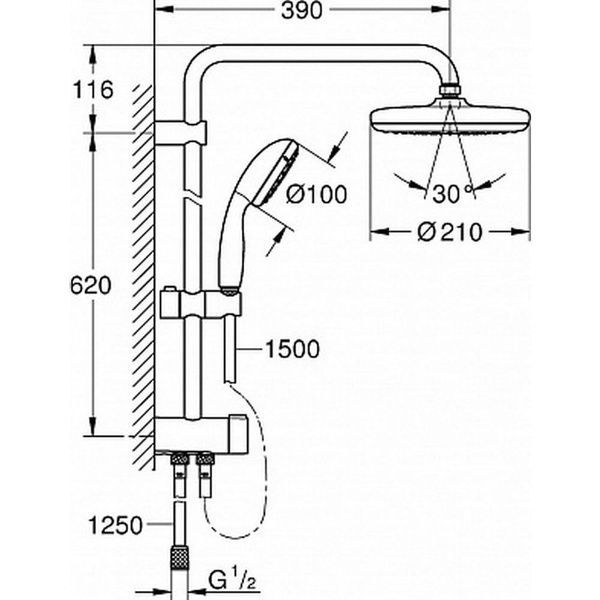 Душевая система без смесителя GROHE TEMPESTA NEW 26381001 62088 фото