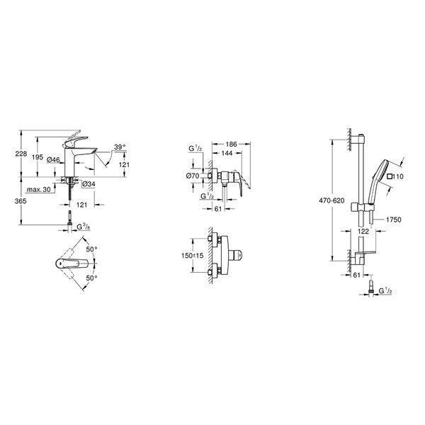 Набір змішувачів 3 в 1 GROHE EUROSMART UA123244M1 99994 фото
