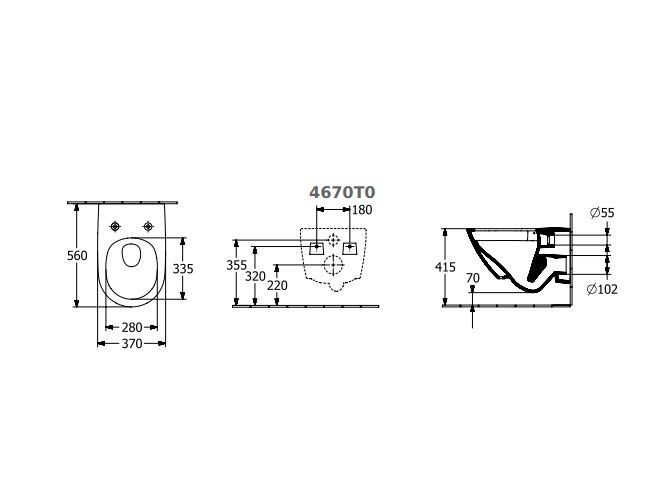 Унитаз VILLEROY & BOCH SUBWAY 3.0 4670T001, 37x56см, белый глянцевый 85397 фото