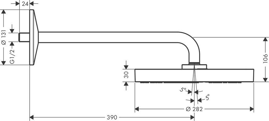 Верхний душ 280 1jet с держателем AXOR ONE 48491000 86880 фото