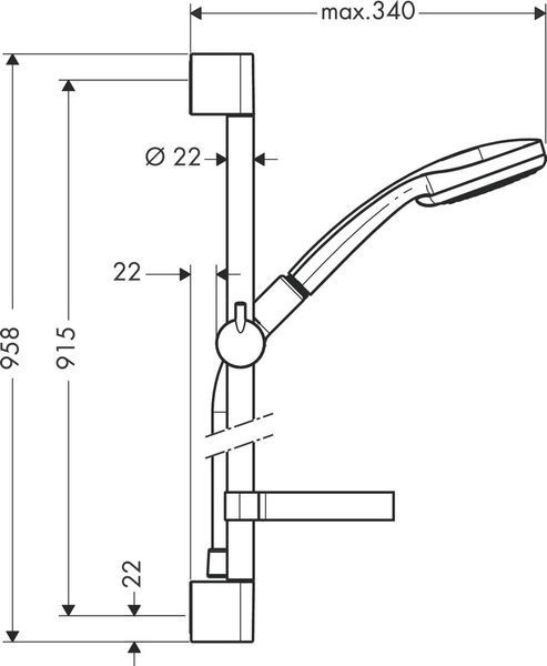 Душовий набір зі штангою та мильницею HANSGROHE CROMA 27653000 13491 фото