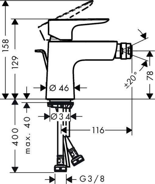 Змішувач для біде HANSGROHE TALIS E 71720340, чорний матовий хром 800003849 фото
