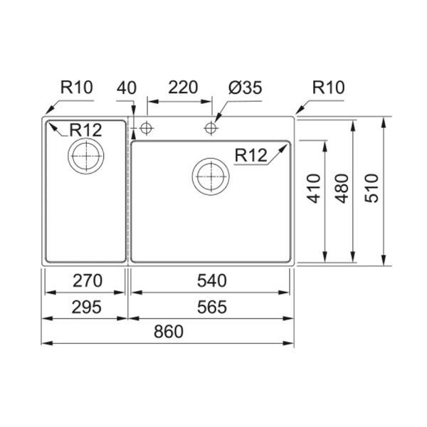 Кухонна мийка FRANKE BOX CENTER BWX 220-54-27 TL WCR 127.0538.260, нержавіюча сталь 800006939 фото