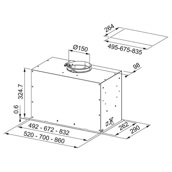 Вытяжка кухонная FRANKE BOX Flush Premium FBFP XS A70 305.0665.369, нержавеющая сталь 800006339 фото