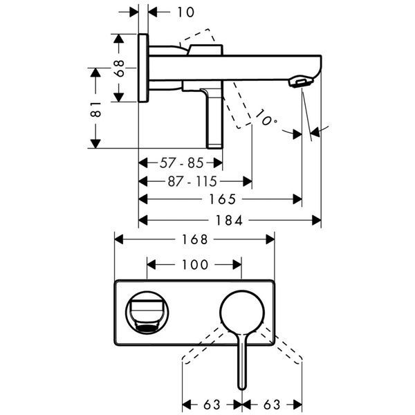 Смеситель для раковины настенный HANSGROHE METRIS S 31162000 30264 фото
