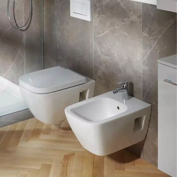 Біде підвісне GEBERIT SELNOVA SQUARE A500.271.01.5+41755000 комплект з гачком HANSGROHE 92189 фото