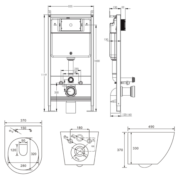 Набор инсталляция IMPRESE i-FRAME i1210 с унитазом VOLLE AMADEUS 2.0 vortice 101935 фото