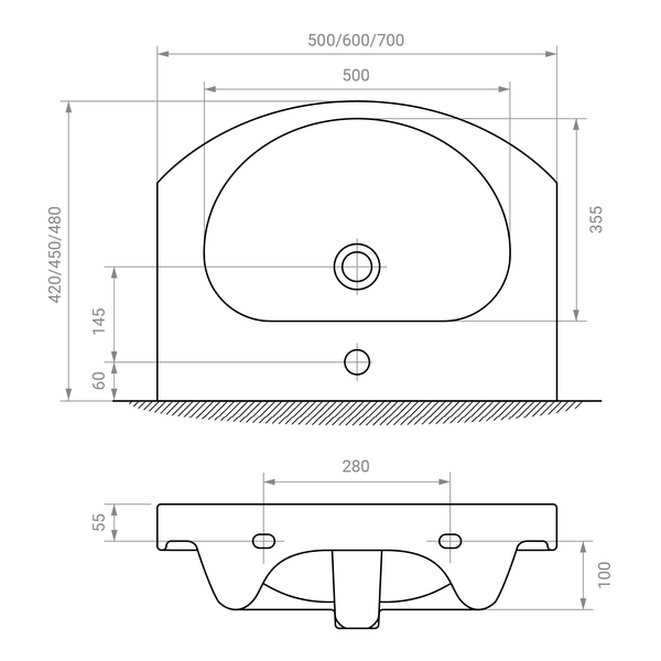 Тумба с умывальником RJ SOFT-L RJFU023-0170WHSET (RJFU023-0170WH+L81970000), 66 см, белый 90277 фото