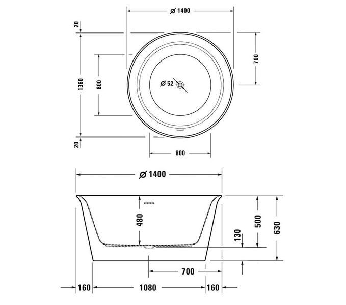Ванна акриловая DURAVIT WHITE TULIP 700470000000000, 140х140 800006089 фото