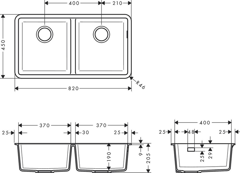 Мойка для кухни HANSGROHE S51 43434170, черный матовый 91726 фото