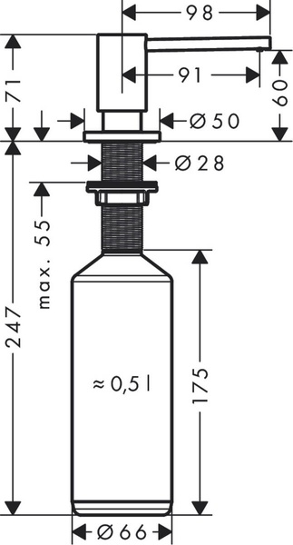 Диспенсер для рідкого мила HANSGROHE A41 40438340, чорний матовий хром 96254 фото