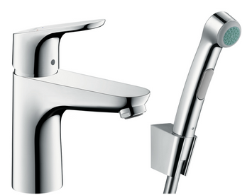 Смеситель раковины с гигиеническим душем и донным клапаном HANSGROHE FOCUS 31927000 39924 фото