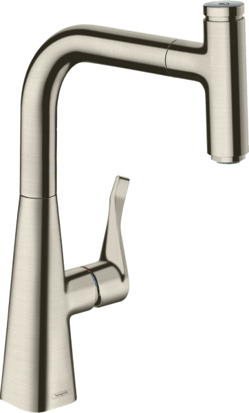 Змішувач для кухонної мийки HANSGROHE METRIS SELECT M71 73802800, нержавіюча сталь 800003950 фото