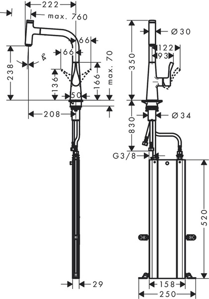 Змішувач для кухонної мийки HANSGROHE METRIS SELECT M71 73802800, нержавіюча сталь 800003950 фото