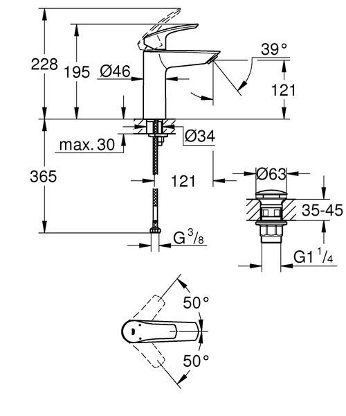 Смеситель для умывальника GROHE EUROSMART 23923003 100136 фото