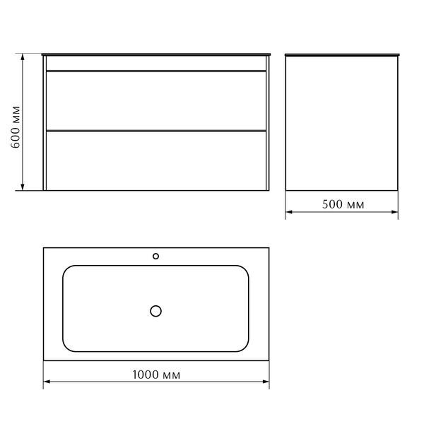 Комплект меблів: тумба + умивальник VILLEROY&BOCH FINION 100см SVOYA SG-4164+4164ABR2, білий матовий 103095 фото