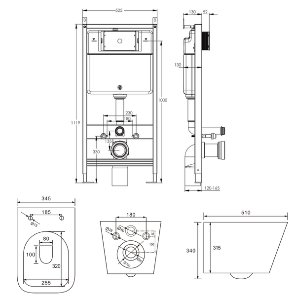 Набор инсталляция IMPRESE i-FRAME i1210 с унитазом VOLLE LIBRA 2.0 vortice 101984 фото