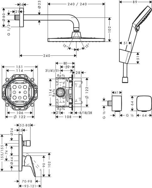 Душова система із змішувачем HANSGROHE Crometta E 240 27957000 88171 фото