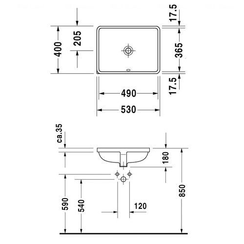 Умывальник встроенный DURAVIT STARCK 3 0305490022, 49х36 800005941 фото