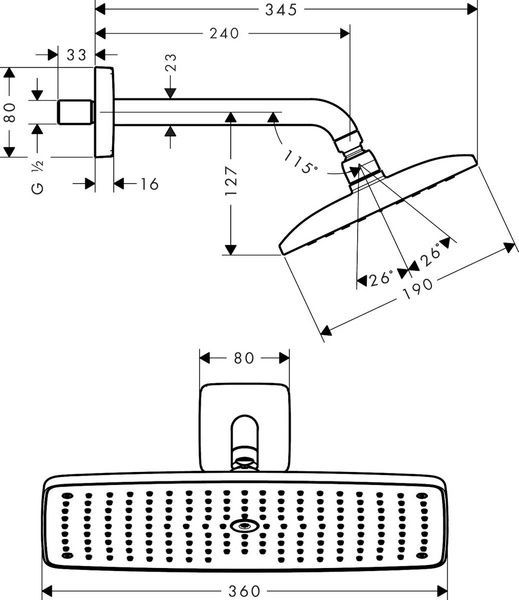 Верхній душ HANSGROHE RAINDANCE 27371000 13696 фото