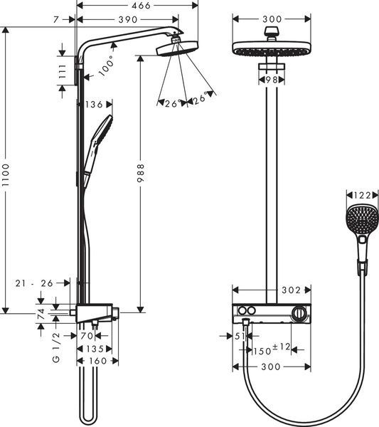 Душова система HANSGROHE RAINDANCE SELECT 27283000 800003701 фото