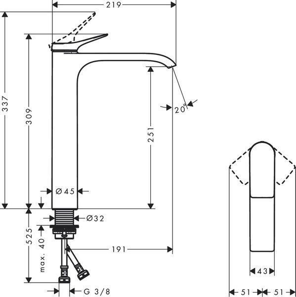 Смеситель для раковины HANSGROHE VIVENIS 75042000 82934 фото