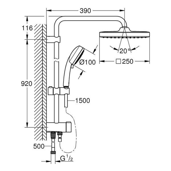 Душевая система без смесителя GROHE TEMPESTA 250 26694000 79281 фото