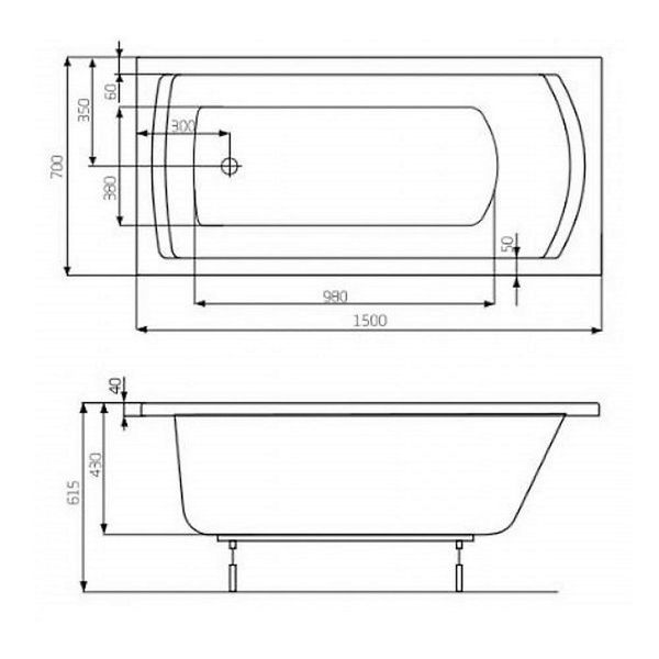 Ванна акрилова ROCA LINEA 150x70 A24T010000 з ніжками 63712 фото