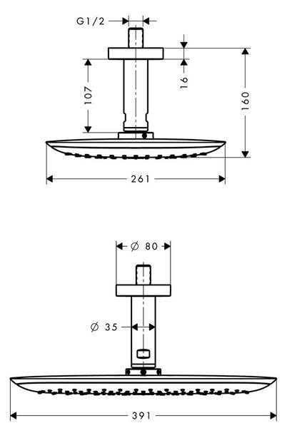 Верхний душ HANSGROHE PURAVIDA 27390400, хром с белым 29982 фото