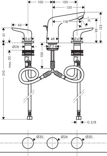 Змішувач для раковини HANSGROHE NOVUS 71140000 80540 фото