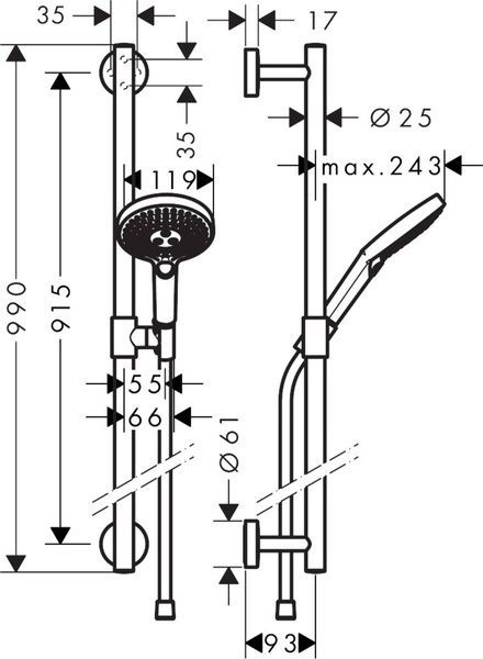 Душовий набір HANSGROHE RAINDANCE SELECT 26322400, хром з білим 800003752 фото
