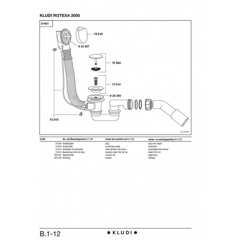 Сифон для ванны полуавтоматический KLUDI ROTEXA 2000 214070500 80000002319 фото