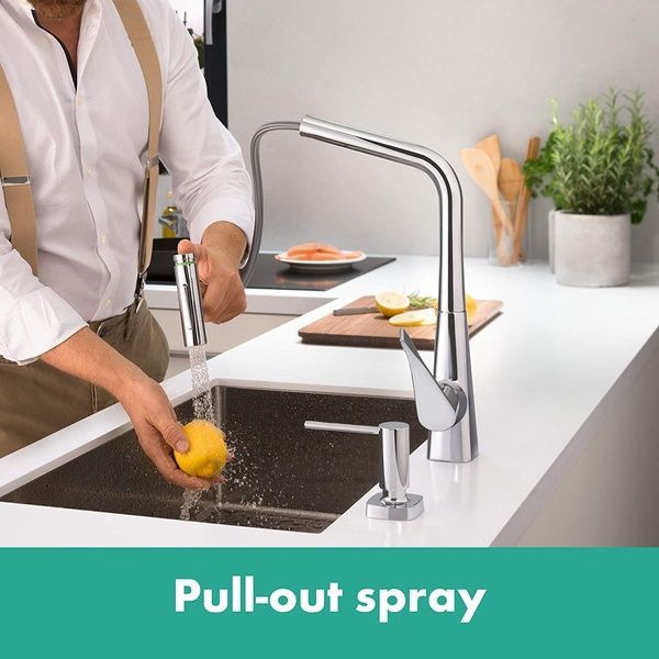 Змішувач кухонний з висувним виливом HANSGROHE METRIS SELECT M71 73820000 800004202 фото