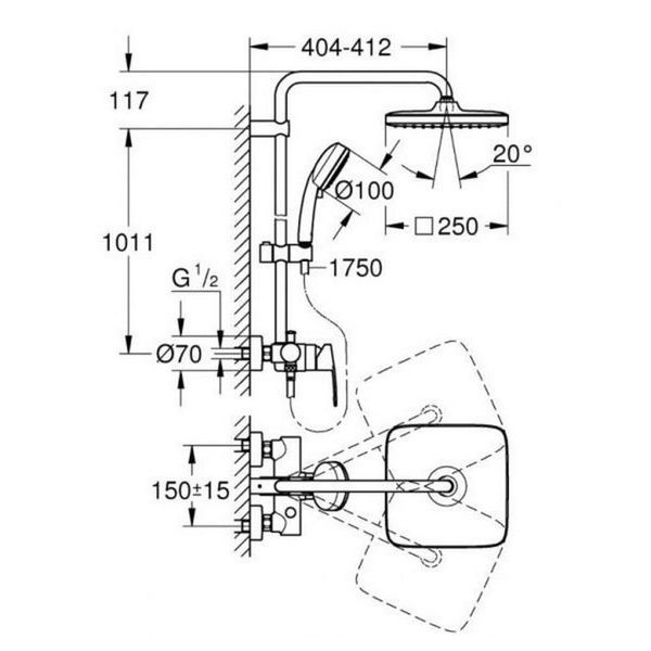 Душевая система со смесителем GROHE TEMPESTA COSMOPOLITAN 26692000 79683 фото