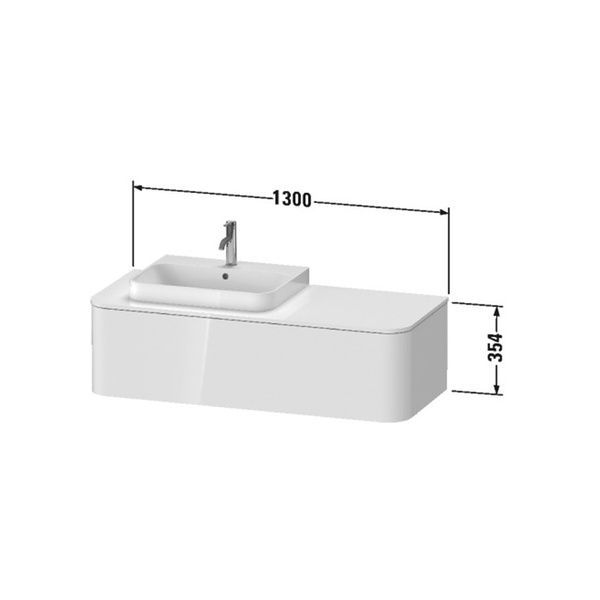 Тумбочка для подвесной консоли DURAVIT HAPPY D.2 PLUS HP4942L3939, 130x55 умывальник слева 800006192 фото