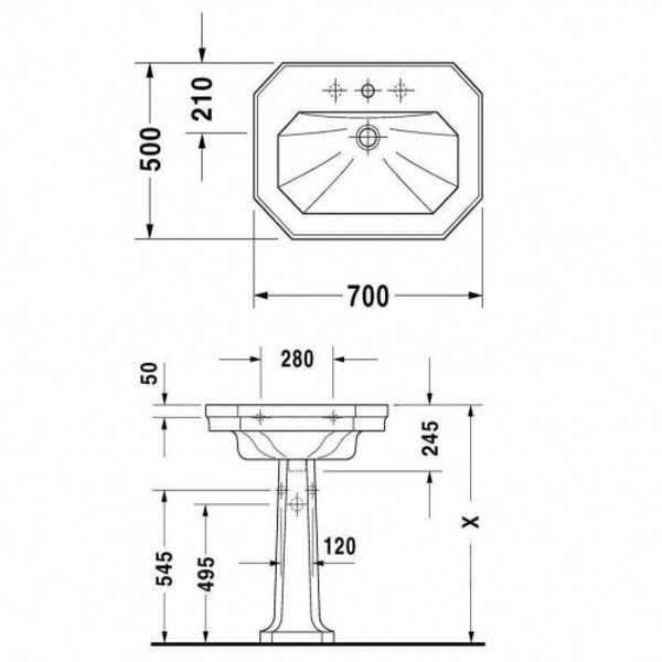 Умивальник підвісний DURAVIT 1930 0438700000, 1930 70х50 800005992 фото