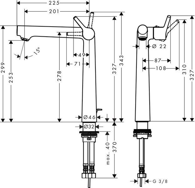 Смеситель для раковины с высоким изливом и донным клапаном HANSGROHE TALIS S 72115000 52702 фото