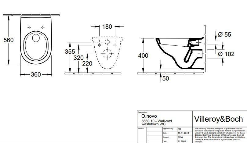 Унитаз подвесной VILLEROY & BOCH O.NOVO 5660H101, с крышкой Soft closing, белый 31767 фото