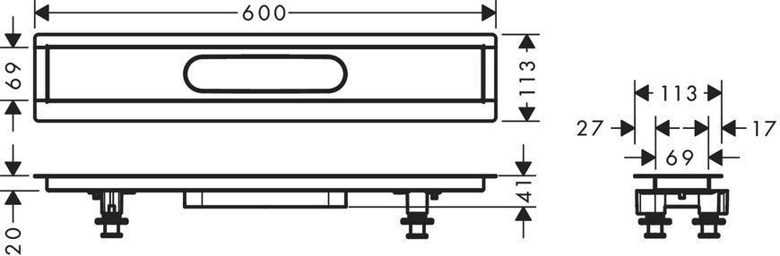 Монтажний набір для зовнішньої частини зливу для душу HANSGROHE UBOX UNIVERSAL 56010180, нержавіюча сталь 800004302 фото