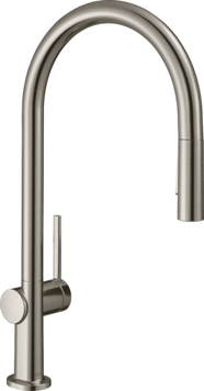 Смеситель для кухонной мойки с выдвижным душем HANSGROHE TALIS M54 72800800, нержавеющая сталь 82932 фото