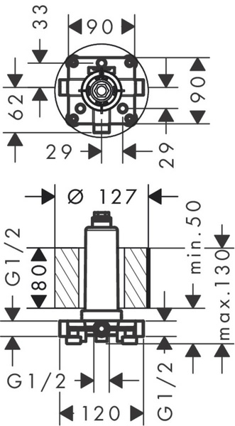 Прихована частина верхнього душу HANSGROHE RAINMAKER SELECT 24010180 52679 фото