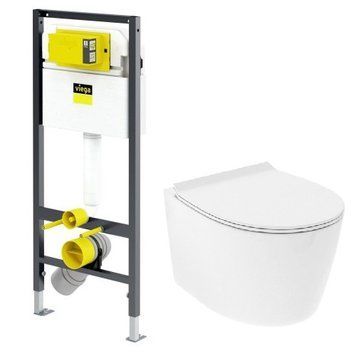 Набор инсталляция VIEGA 771973 PREVISTA DRY с унитазом DiMARCO DAMA di VENEZIA Rimless 95686 фото