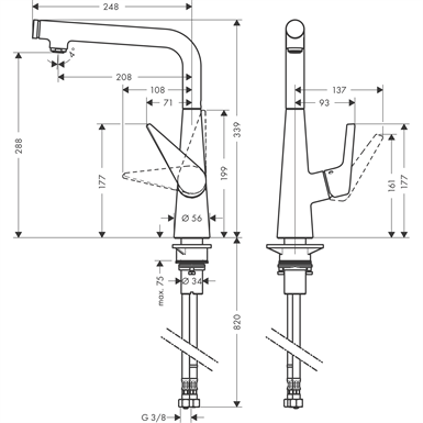 Змішувач для кухонної мийки HANSGROHE TALIS SELECT 72820800, нержавіюча сталь 49447 фото