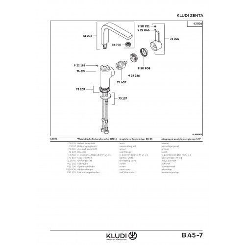 Смеситель для умывальника KLUDI ZENTA 420260575, хром 80000002781 фото