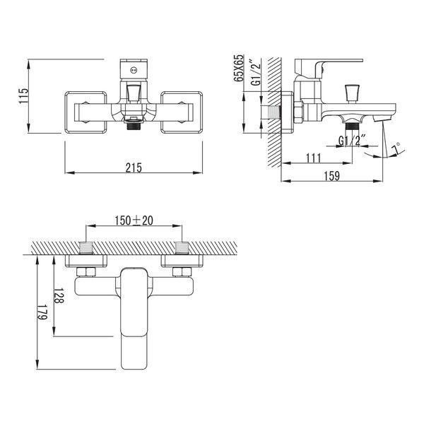 Змішувач для ванни IMPRESE BILOVEC f03200906AB, нікель сатин 94014 фото